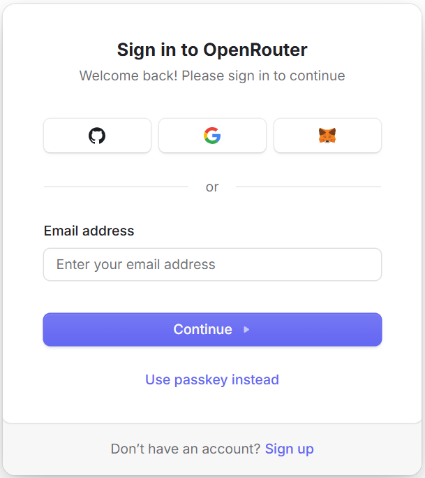 OpenRouter 注册页面